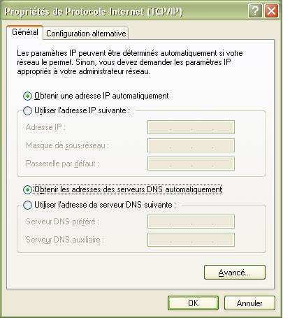 Configuration TCP automatique